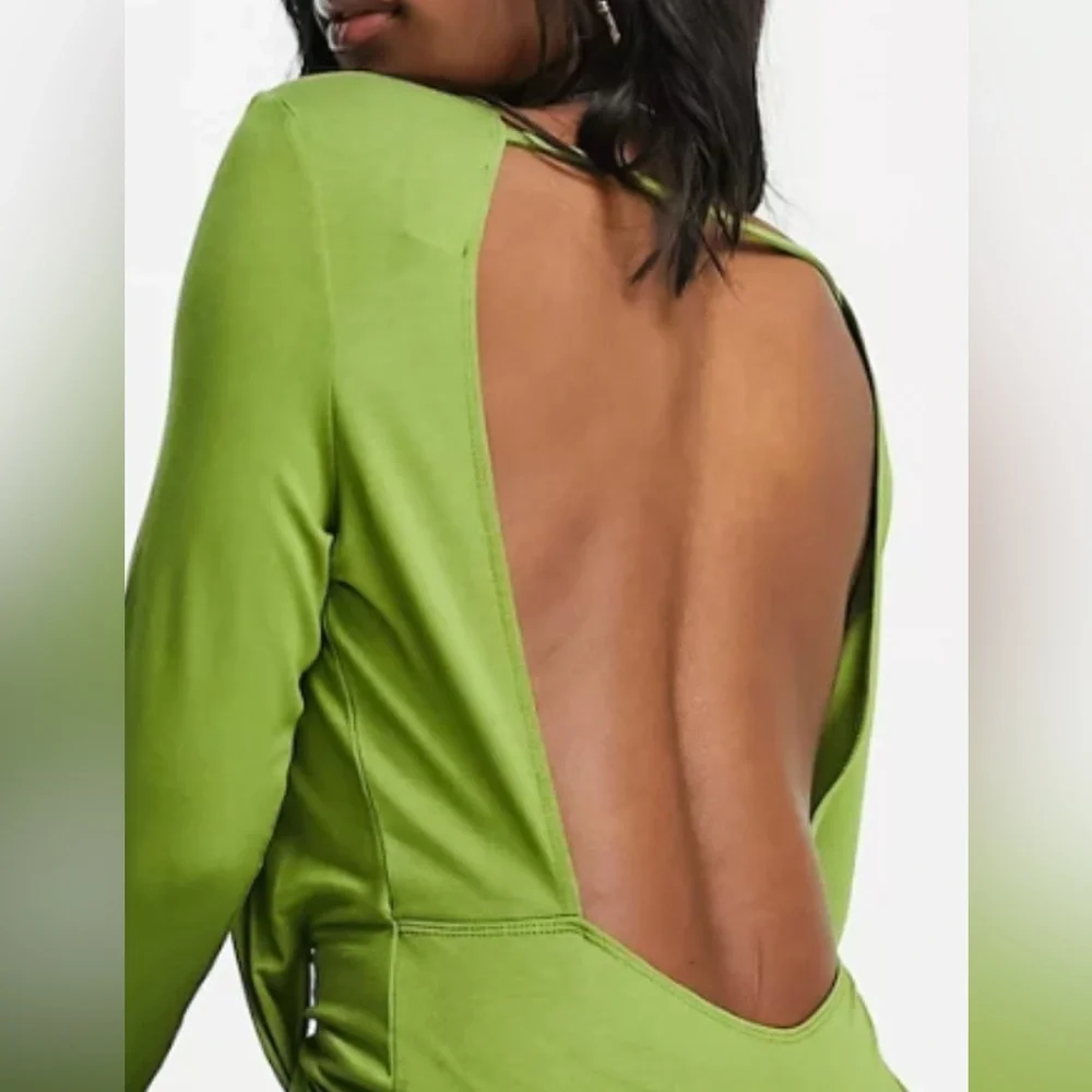 NWT ASOS DESIGN Chartreuse Midi Dress - Picture 5 of 5